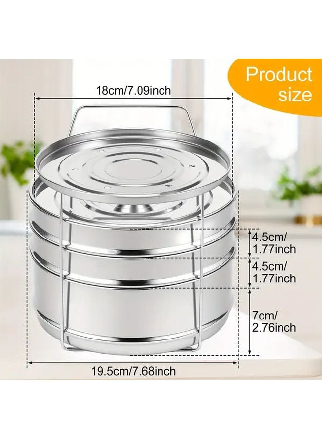 3 Tier Stainless Steel Stackable Steamer Plate Silvery Color Even Heat Distribution - Image 3